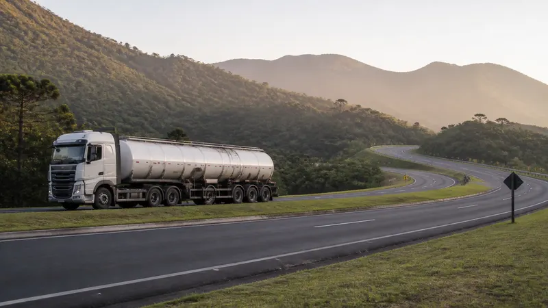 Caminhão-tanque invade canteiro central da BR-381 na Serra de Itaguara