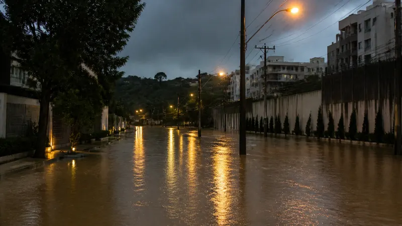 Chuvas fortes alagam ruas em Nova Lima e Defesa Civil segue em campo