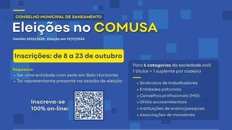 Comusa abre inscrições para eleição de representantes da sociedade civil