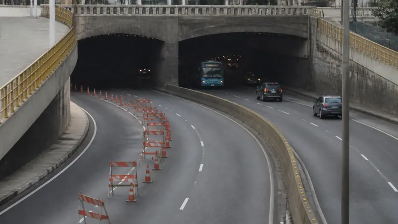 Dois engavetamentos bloqueiam faixa da esquerda no Túnel da Lagoinha