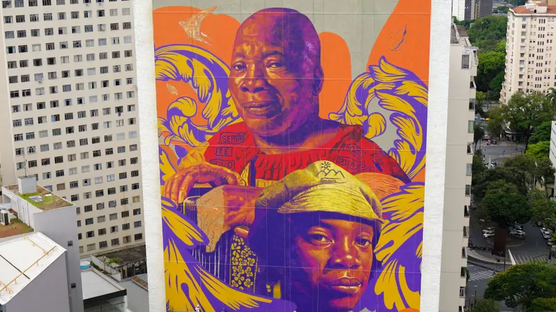 Mural de 1.600 m² em homenagem a Milton Nascimento é concluído no Centro de BH