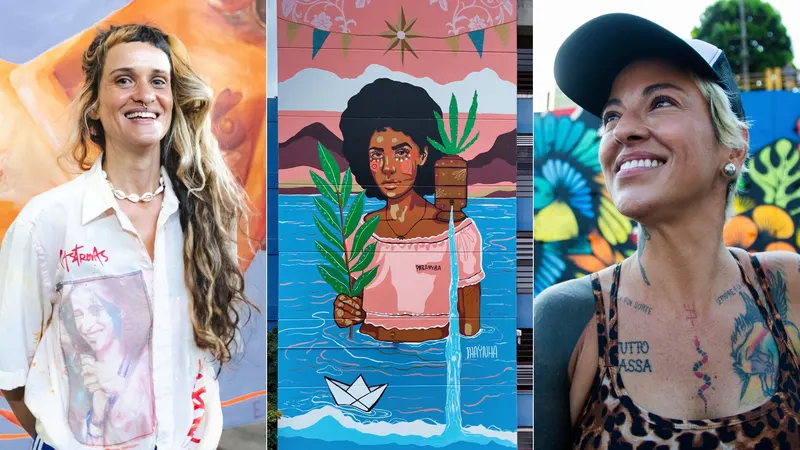Sete artistas mulheres pintam murais na Praça Zigue-Zague, no Carlos Prates