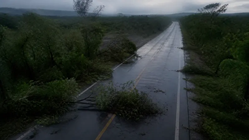 Temporal derruba árvores e causa colisão na MGC-122, em Janaúba