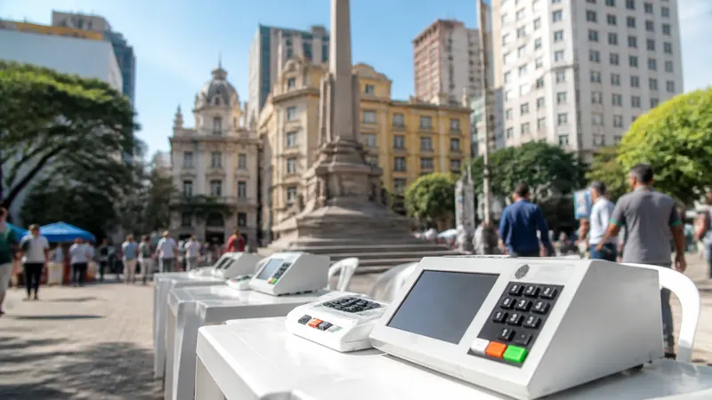 TRE-MG instala urnas para treinamento de voto na Praça Sete nesta sexta