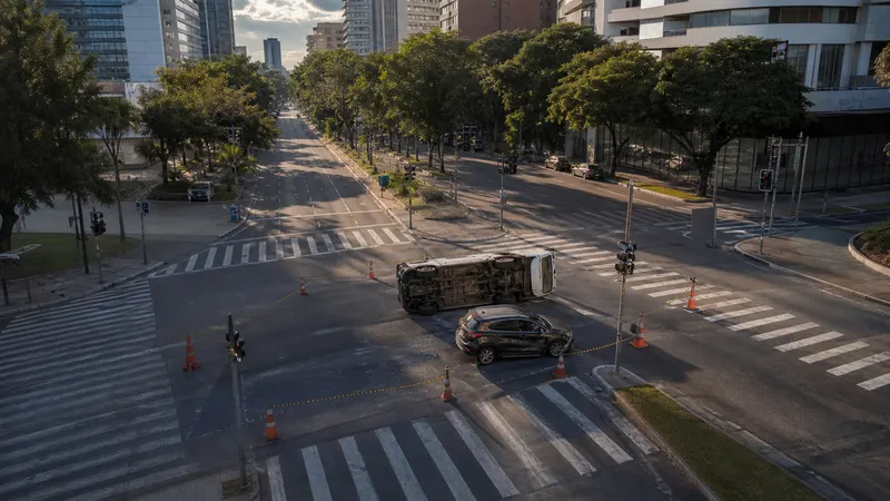 Van capota após colisão na Av. Amazonas, no Santo Agostinho, e deixa nove feridos
